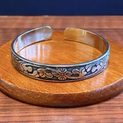 アンティーク デザイン アラベスク オープンバングル ブレスレット シルバー