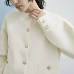 セール❣️アダムエロペ 【サステナブル】コクーンスリーブニットジャケットのサムネイル