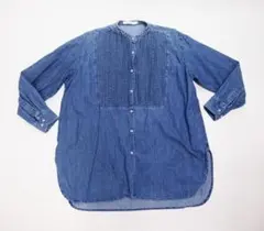 AMERICAN HOLIC ピンタック　バンドカラーダンガリーチュニック（M)