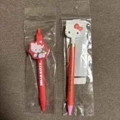 8.サンリオプレート付ボールペンハローキティ50周年&ノックボールペンカオ