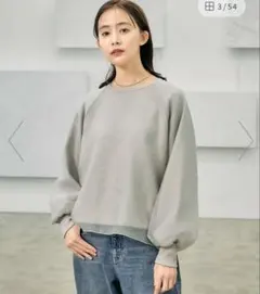 新品　GLOBAL WORK 裏毛シフォンドッキングプルオーバー　サイズL