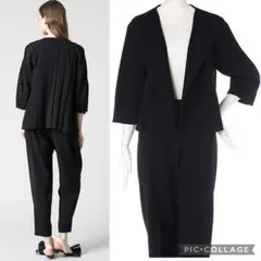 ADORE アドーア ジョーゼットバックプリーツジャケット 36 ネイビーのサムネイル