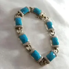 ★本日発送★美品　ターコイズブルー シルバーブレスレット