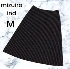【mizuiro ind】ブラック ストライプ ミモレ丈 フレアスカート 2のサムネイル