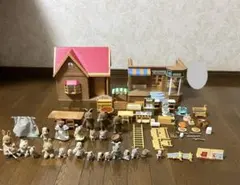 シルバニアファミリー」初代 初期 赤い屋根のお家&小物セット 計32点