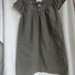 カーキ フレンチ袖チュニック