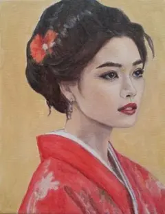 裸婦、美人画、油彩、4号、芸子、山本英二、真作、肉筆、高塚省吾