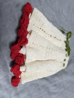 花モチーフ付き編み物　ベビーポンチョ