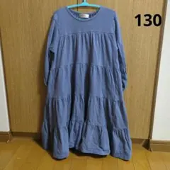 ever closet 長袖ティアードワンピース 130サイズ 青