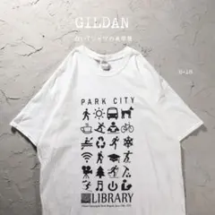 GILDAN 白Tシャツ パークシティ図書館　ピクトグラム　記念