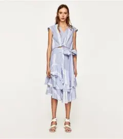 Zara♡ストライプ柄フリルスカート♡