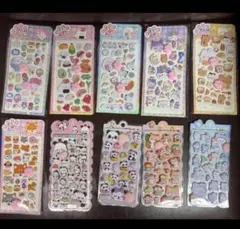 10枚アソートおしりシールぷにぷにシールぷくぷく３D立体シール動物食べ物デザイン