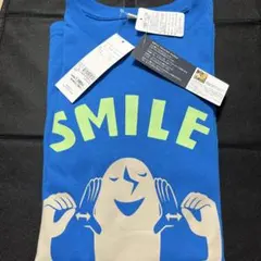 青　Ｌ【SMILE】新品未着用　手話Tシャツ　Ｌサイズ 手話　笑顔　Tシャツ