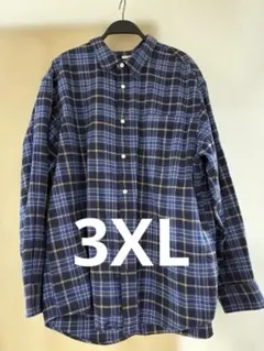 GU チェックシャツ 3XL ネイビー ビッグシルエット