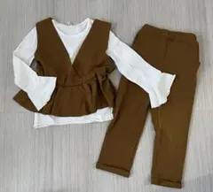 キッズ　ペプラムトップス&パンツ　セットアップ　110センチ