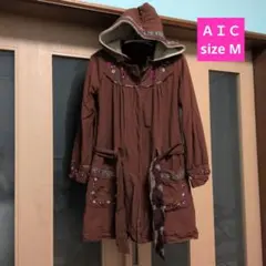 М　ブラウン フード付き モッズコート