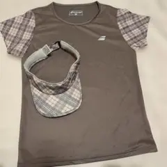 Babolat テニスウェア XL バイザーセットブラウン チェック柄