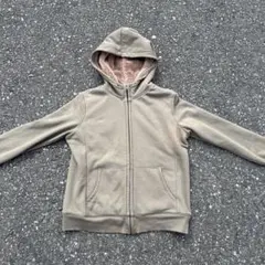 old　UNIQLO ユニクロ　ボア ジップアップパーカー カーキ