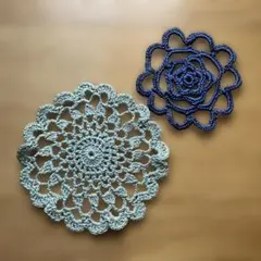 ハンドメイド かぎ針編み ドイリー コースター 2枚セット