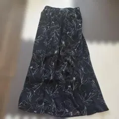 Grove ブラック 花柄 フレアスカート Lサイズ
