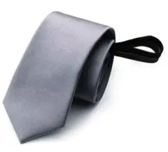 【簡単着用】【ネクタイ】シンプル無地×グレー　ワンタッチ ビジネスネクタイ