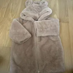 ベージュ フリースジャケット フード付き