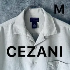 【CEZANI】シルク×リネン半袖シャツ M ナチュラル開襟オープンカラーシャツ