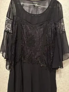 ROJITA レース装飾 フレアスリーブ チュニック ブラックのサムネイル