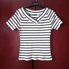 INGNI ストライプ Vネック 半袖Tシャツ