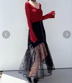 【新品タグ付き】RESEXXY スパンコールチュールZIPフレアスカート