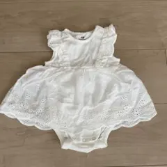 H&M オーガニックコットン ワンピース ロンパース ホワイト 1-2ヶ月のサムネイル