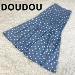 DOUDOU　ドゥドゥ　マットサテンドットマーメイドスカート　F　ブルーのサムネイル
