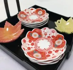 豆皿 赤 6枚セット 小皿 醤油皿 銘々皿 食器 陶器 焼物 皿 年末年始 正月