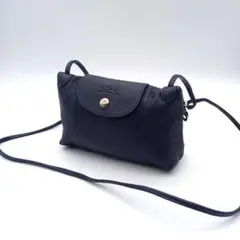 LONGCHAMP ロンシャン キュイール ショルダーバッグ オールレザー 紺のサムネイル