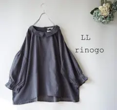 新品値引　ＬＬグレー*衿付きプルオーバーブラウス春夏大人ナチュラル 大きいサイズ