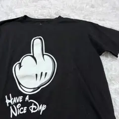 Hanes 半袖Tシャツ メンズ M 黒 パロディプリント 丸胴ボディ