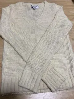 在庫セール！ナチュラルビュー　ウール混Vネックニット　セーター　M