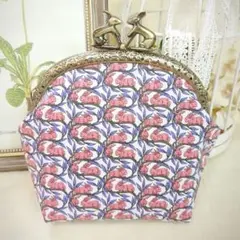 リバティ プリント♥マチ広がま口ポーチ*うさぎ*ハンドメイド