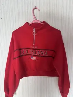 LOUISIANA ハーフジップ クロップドスウェット