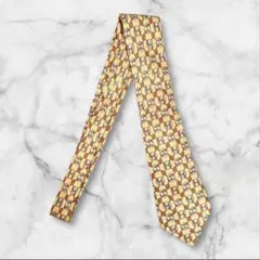 エルメス ネクタイ シルク100% H柄 チェーン柄 イエロー フランス製