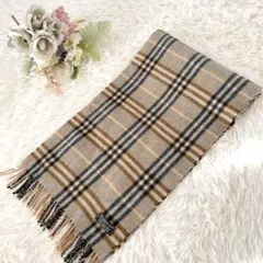 美品BURBERRYS ノバチェック カシミヤ100％マフラー ブラウン