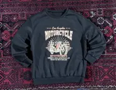 USA古着 カラープリント スウェット トレーナー ブラック M