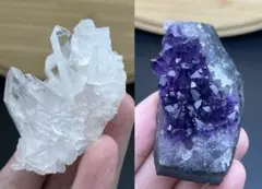天然ヒマラヤ産水晶クラスター＆アメジストクラスター　高品質　浄化セット