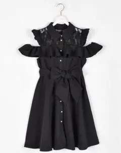 evelyn リボンフレアワンピース ブラック 黒