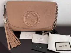 GUCCI グッチソーホー チェーン トートベージュグレインカーフスキン