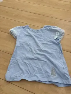 プティマイン　ディズニー　シンデレラ刺繍付き水色Tシャツ