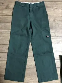 Dickies グリーン ワークパンツ　ダブルニー　32インチ
