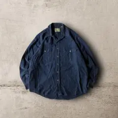 USA古着vintageコットンワークシャツWポケットグランパCBOYネイビーL