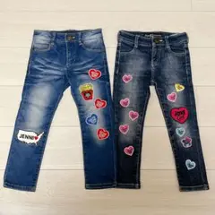 Jenni ワッペン　刺繍ストレートデニムパンツ　2点セット　まとめ　110㎝