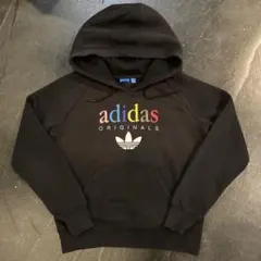 00s adidas 鬼フェード 墨黒 パーカー フーディー プルオーバー L